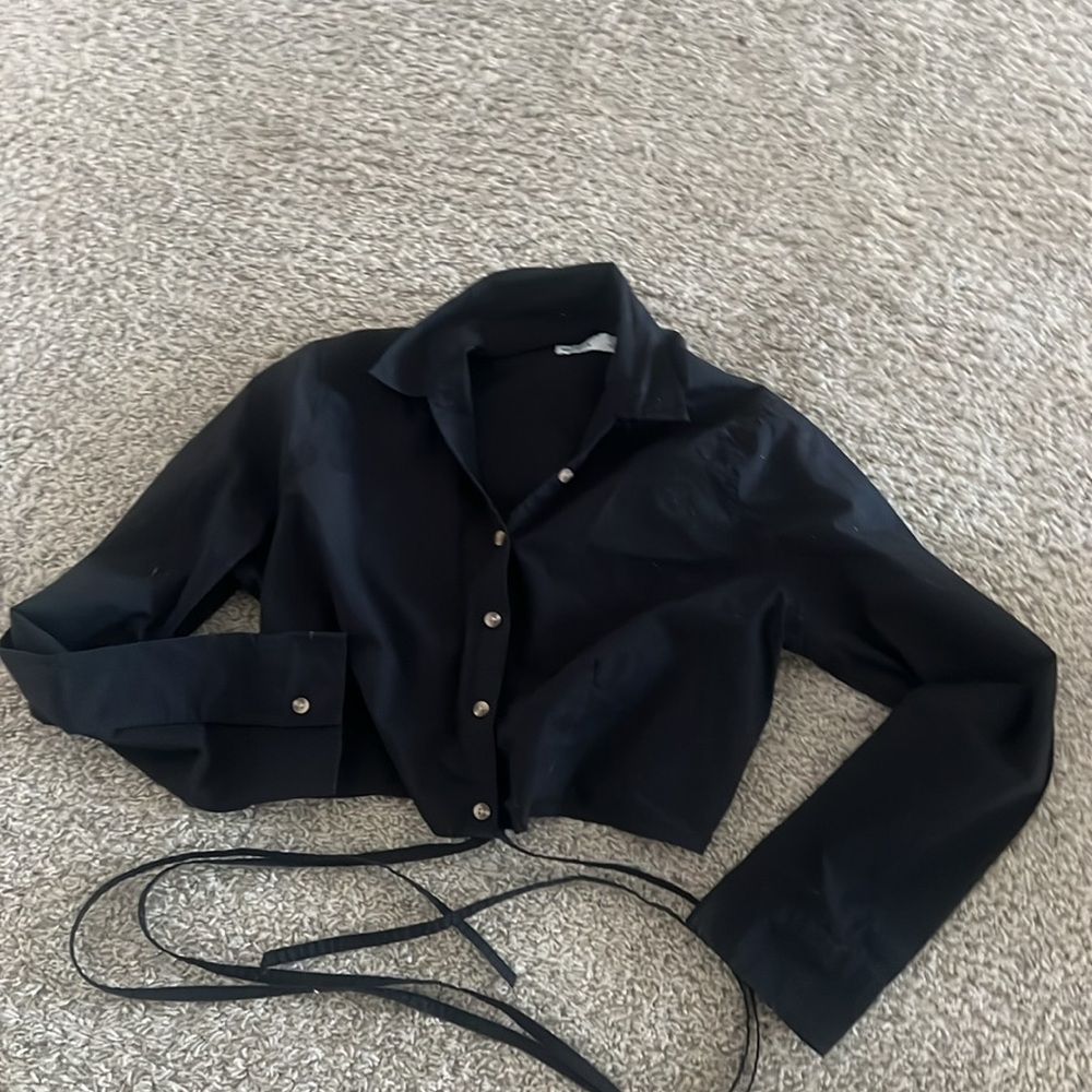 Hollister cropped button down top